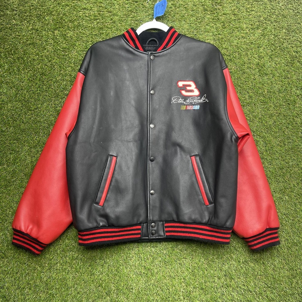Dale Earnhardt Jacket Mens Large Black NASCAR Racing Chase Intimidator Varsity